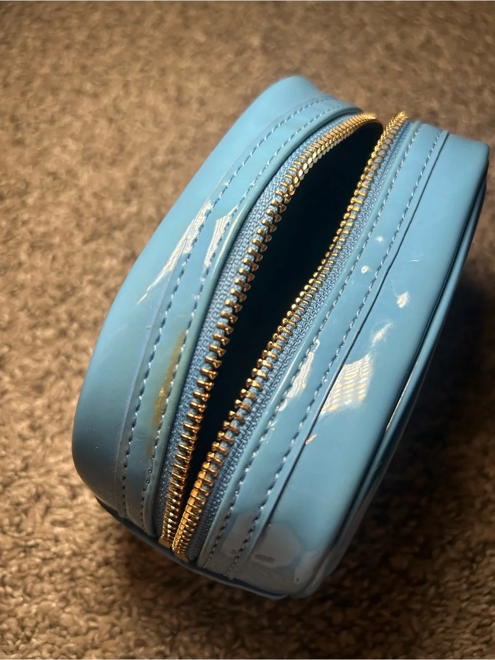 Tory Burch Light Blue Logo Cosmetic Case